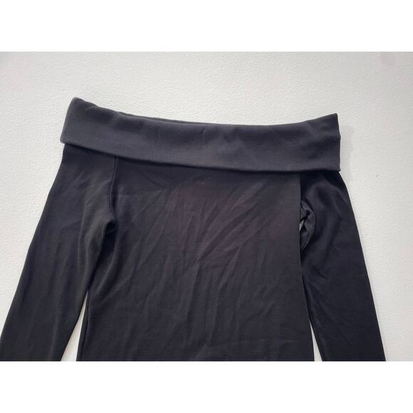 Veronica Beard Jeans Black Fawsett Top Off The Shoulder Sz M Pima Cotton Ribbed - Picture 7 of 8